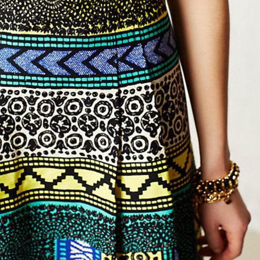 Anthropologie New Moon Dress Colorful Fit & Flare Cotton V-Neck Tracy Reese NEW - Picture 5 of 5
